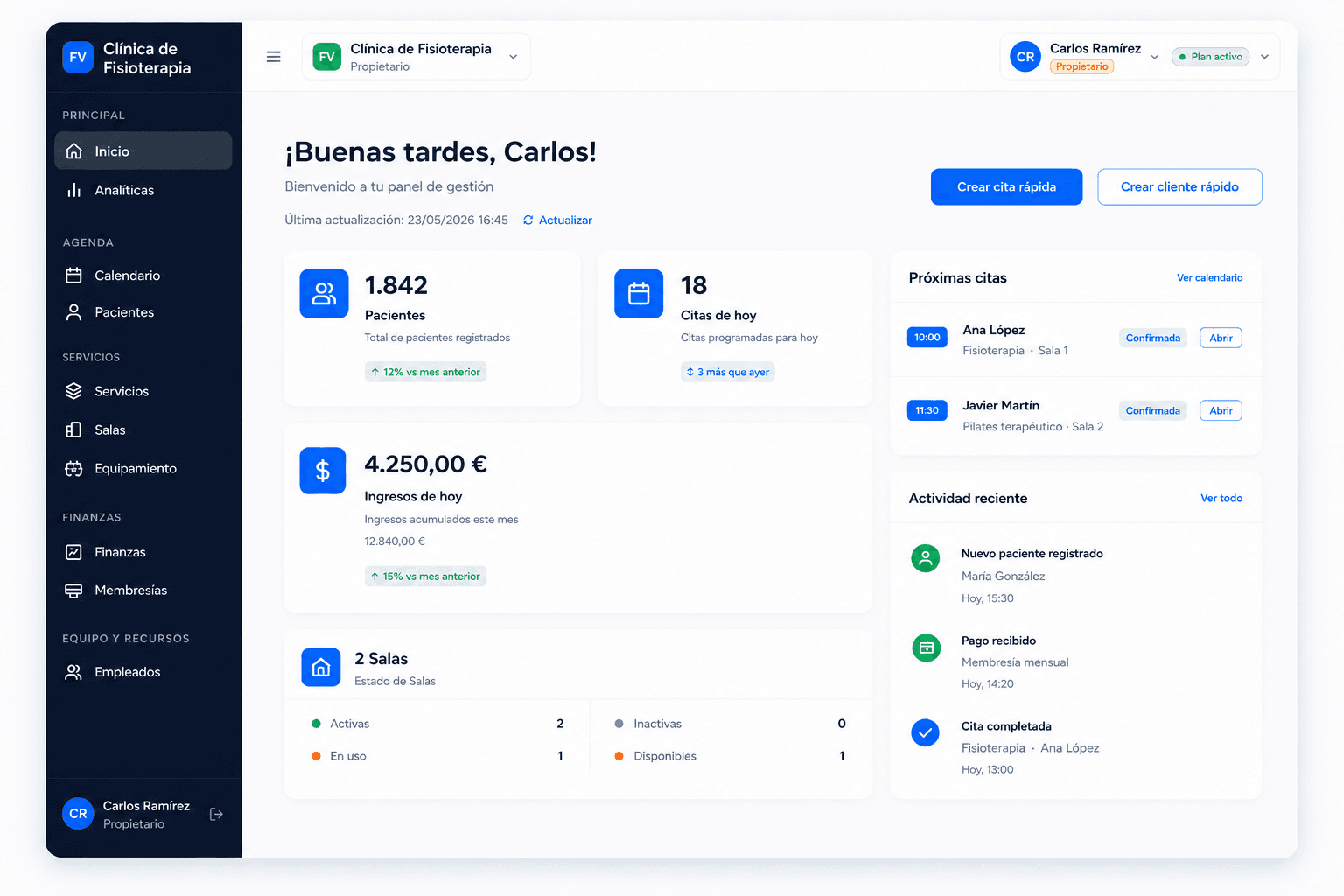 Halthia — software de gestión para clínicas de fisioterapia